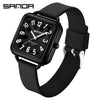 Wholesale Universal Fashionable Small Fresh Square Zinc Alloy Case Silicone Strap Stainless Steel Buckle Waterproof Quartz Watch With Mineral Tempered Glass Mirror