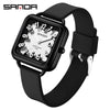 Wholesale Universal Fashionable Small Fresh Square Zinc Alloy Case Silicone Strap Stainless Steel Buckle Waterproof Quartz Watch With Mineral Tempered Glass Mirror