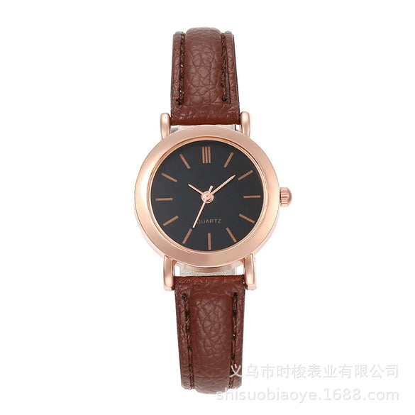 Wholesale Universal Leisure Retro Artistic Quartz Watch With Alloy Case Imitation Leather Strap And Round Dial