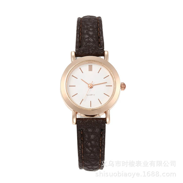 Wholesale Universal Leisure Retro Artistic Quartz Watch With Alloy Case Imitation Leather Strap And Round Dial