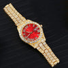 Wholesale Universal Metal Case Stainless Steel Band Round Dial Quartz Watch With Full Diamond Sparkling