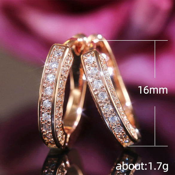 Wholesale Ushaped Geometric Copper Zircon Diamond Earrings For Women
