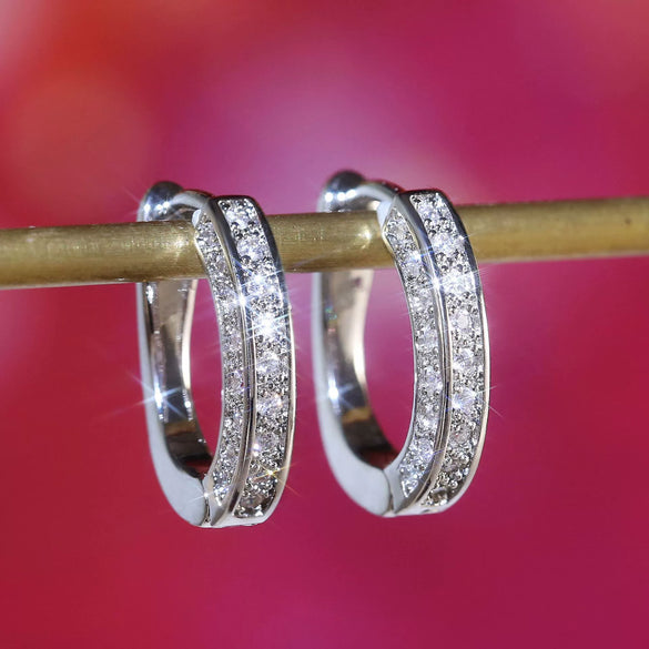 Wholesale Ushaped Geometric Copper Zircon Diamond Earrings For Women