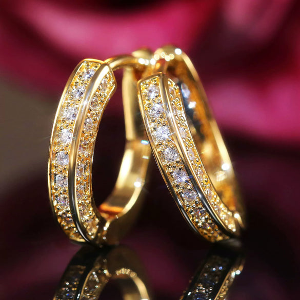 Wholesale Ushaped Geometric Copper Zircon Diamond Earrings For Women