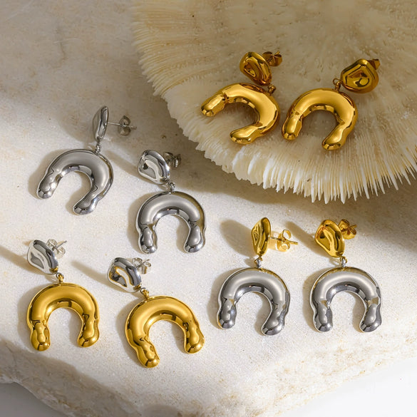 Wholesale Ushaped Stainless Steel Gold Plated Earrings For Women