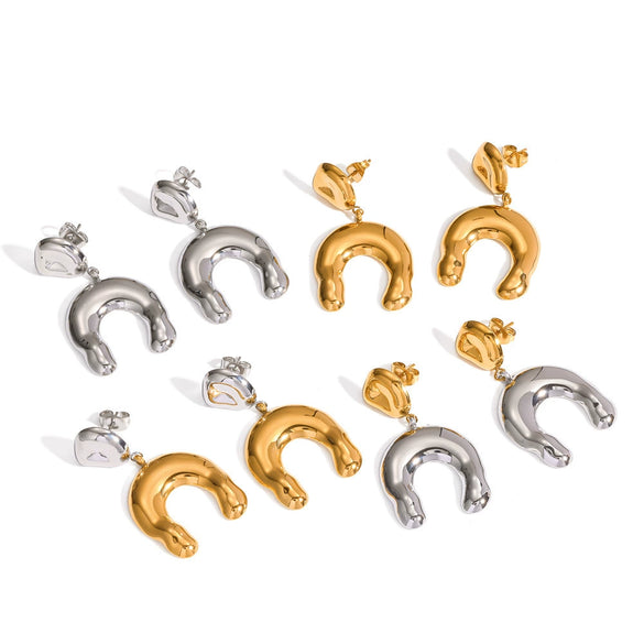 Wholesale Ushaped Stainless Steel Gold Plated Earrings For Women