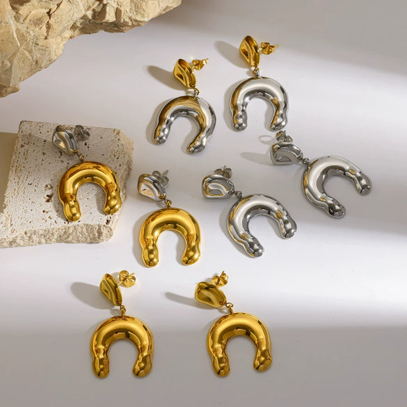 Wholesale Ushaped Stainless Steel Gold Plated Earrings For Women