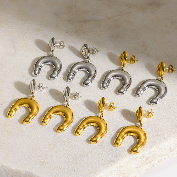 Wholesale Ushaped Stainless Steel Gold Plated Earrings For Women