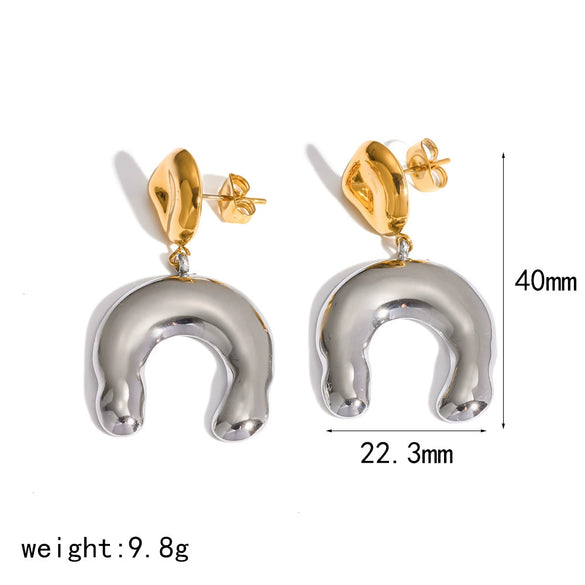 Wholesale Ushaped Stainless Steel Gold Plated Earrings For Women