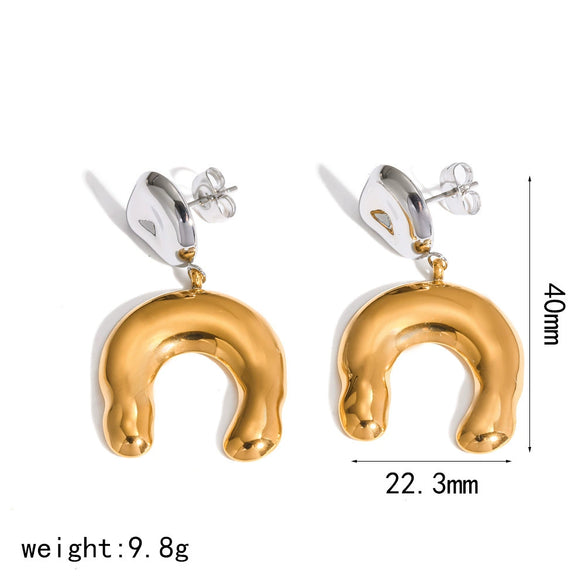 Wholesale Ushaped Stainless Steel Gold Plated Earrings For Women