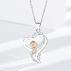 Wholesale Valentine's Day Heart Shaped Silver 925 Sterling Pendant Necklace With Diamond Twocolor And Flower Pattern Electroplated