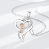 Wholesale Valentine's Day Heart Shaped Silver 925 Sterling Pendant Necklace With Diamond Twocolor And Flower Pattern Electroplated
