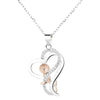 Wholesale Valentine's Day Heart Shaped Silver 925 Sterling Pendant Necklace With Diamond Twocolor And Flower Pattern Electroplated