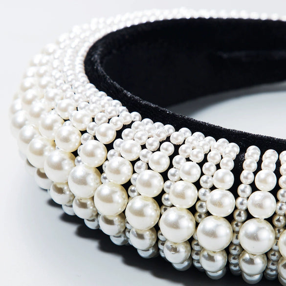 Wholesale Velvet Handmade Hair Band For Women With Pearl And Sponge Trendy And Highend