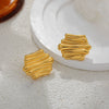 Wholesale Versatile Geometric Exaggerated Retro Glossy Asymmetrical Striped Copper Electroplated Women's Earrings
