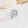 Wholesale Versatile Light Luxury Hand Jewelry Copper Letter Rings Inlaid With Zircon And Electroplated