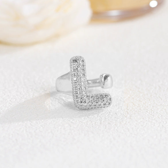 Wholesale Versatile Light Luxury Hand Jewelry Copper Letter Rings Inlaid With Zircon And Electroplated