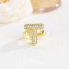 Wholesale Versatile Light Luxury Hand Jewelry Copper Letter Rings Inlaid With Zircon And Electroplated