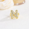 Wholesale Versatile Light Luxury Hand Jewelry Copper Letter Rings Inlaid With Zircon And Electroplated