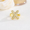 Wholesale Versatile Light Luxury Hand Jewelry Copper Letter Rings Inlaid With Zircon And Electroplated
