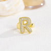 Wholesale Versatile Light Luxury Hand Jewelry Copper Letter Rings Inlaid With Zircon And Electroplated