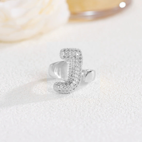 Wholesale Versatile Light Luxury Hand Jewelry Copper Letter Rings Inlaid With Zircon And Electroplated