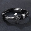 Wholesale Viking Jewelry Cowhide Rope Bracelet Alloy Magnetic Buckle Geometric Style Electroplated For Men