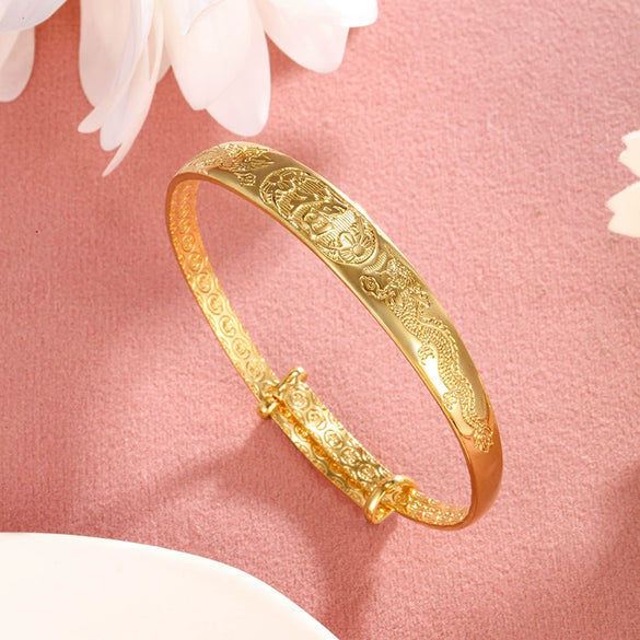 Wholesale Vintage Alloy Dragon And Phoenix Pushpull Women's Bracelet With Electroplating
