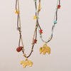 Wholesale Vintage Animal Zodiac Handmade Red Agate Czech Beads African Pine Gravel Stainless Steel Rope Titanium Steel Pendant Necklace For Women