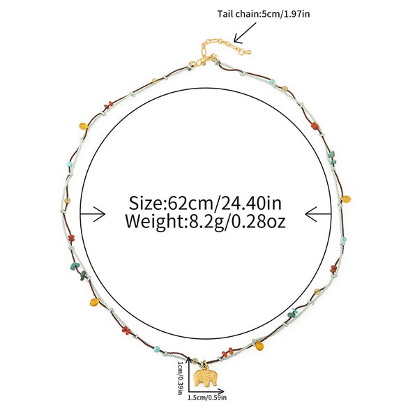 Wholesale Vintage Animal Zodiac Handmade Red Agate Czech Beads African Pine Gravel Stainless Steel Rope Titanium Steel Pendant Necklace For Women
