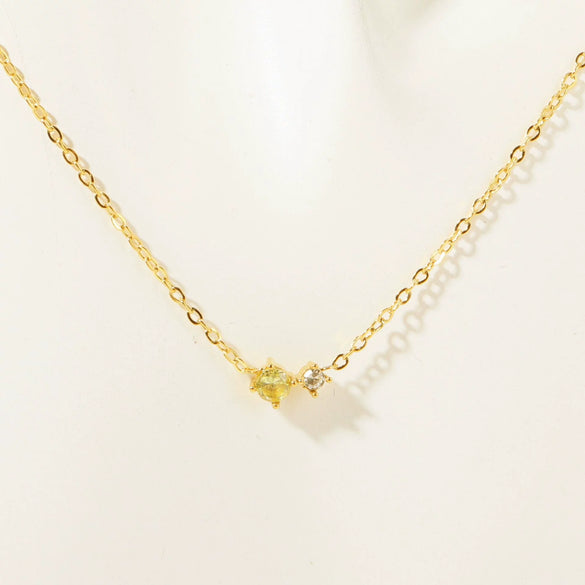 Wholesale Vintage Artistic Clavicle Necklace With Birthstone Zircon Titanium Steel Plated 18K Gold Geometric Style Ochain Electroplating
