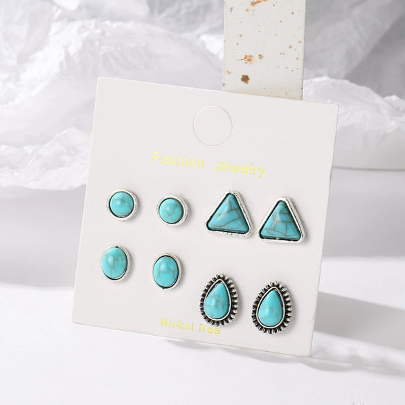 Wholesale Vintage Boho Geometric Round Triangle Drop Shaped Alloy Earrings With Electroplating Design