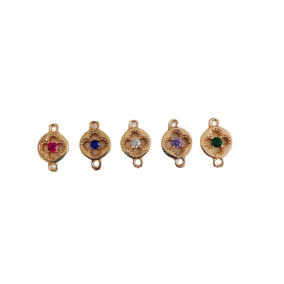 Wholesale Vintage Copper Plated Round Double Hanging Zircon Inlay Jewelry Pendant Accessories