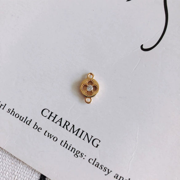 Wholesale Vintage Copper Plated Round Double Hanging Zircon Inlay Jewelry Pendant Accessories