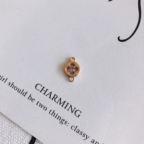 Wholesale Vintage Copper Plated Round Double Hanging Zircon Inlay Jewelry Pendant Accessories