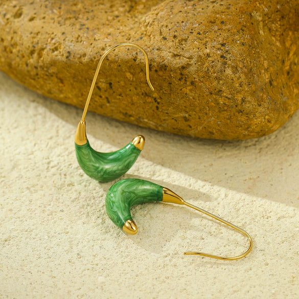 Wholesale Vintage Cshaped Stainless Steel 18K Gold Electroplated Women's Earrings