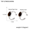 Wholesale Vintage Cshaped Tiger Eye Stone Stainless Steel Earrings With Pvd Electroplating