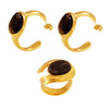 Wholesale Vintage Cshaped Tiger Eye Stone Stainless Steel Earrings With Pvd Electroplating