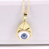 Wholesale Vintage Devil's Eye Resin Pendant Necklace With Copper Mixed Gem Inlay Drop Shape Electroplating Water Wave Chain Unisex