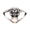 Wholesale Vintage Distressed S925 Sterling Silver Skull Ring Set With Precious Stones