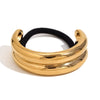 Wholesale Vintage Double Semicircle Hair Rope For Women Stainless Steel 18K Gold Plated Fashion Hair Accessories With High Elasticity And Geometric Style