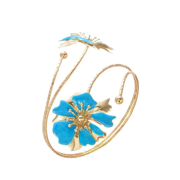 Wholesale Vintage Drip Oil Flower Open Arm Bracelet Adjustable Arm Ring Alloy Accessories