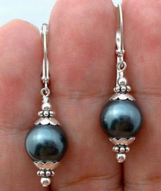 Wholesale Vintage Dropshaped Beads Pendant Earrings With Blue Lapis Lazuli Shell Beads