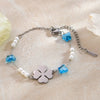Wholesale Vintage Electroplated Stainless Steel Flowershaped Pearl Bracelet For Women
