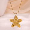 Wholesale Vintage Exaggerated Gold Plated Stainless Steel And Titanium Steel Flower Stamen Pendant Collarbone O Word Chain For Women