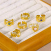 Wholesale Vintage Flower And Heart Shape Ring Stainless Steel Inlaid With Natural Stone 18K Gold Plated For Women