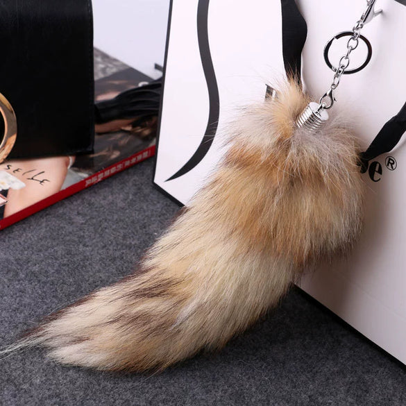 Wholesale Vintage Fox Fur Tail Keychain Pendant With Electroplating