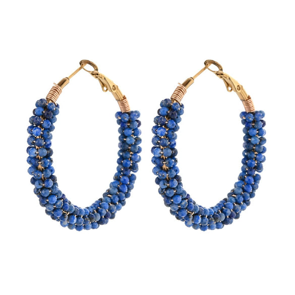 Wholesale Vintage Geometric Bohemian Handmade Stainless Steel And Half Gemstone Earrings For Women