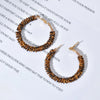 Wholesale Vintage Geometric Bohemian Handmade Stainless Steel And Half Gemstone Earrings For Women