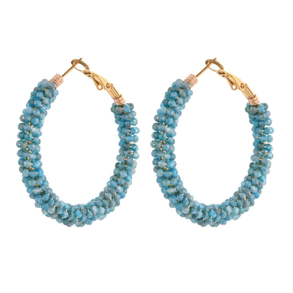 Wholesale Vintage Geometric Bohemian Handmade Stainless Steel And Half Gemstone Earrings For Women